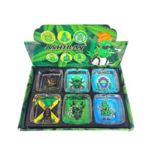 SQUARE HIGH QUALITY GLASS ASHTRAY 6CT/DISPLAY