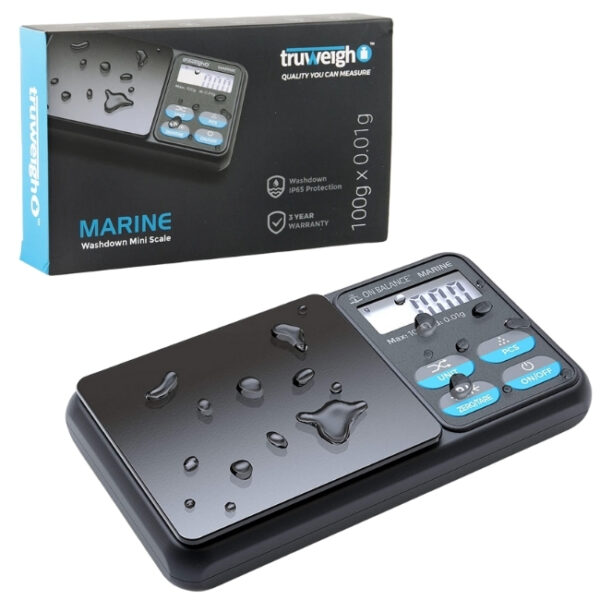 TRUWEIGH MARINE IP65 RATED WASHDOWN MINISCALE  100G X 0.01G / BLK