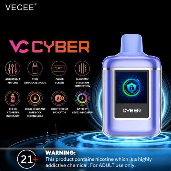 VECEE CYBER BY YOCAN 5% DISPOSABLE (60ML) 8K PUFFS 5CT/BOX