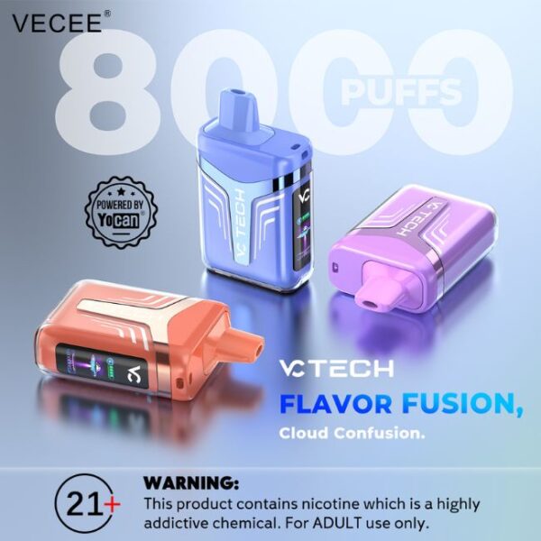 VECEE VC TECH BY YOCAN 5% DISPOSABLE (60ML) 8K PUFFS 5CT/ BOX