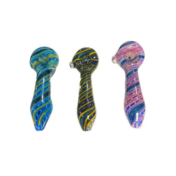 GLASS 5"INCH ROYAL MARBAL BLOWN LASH DESIGN HANDPIPE