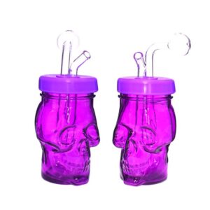 9" GLASS FLORAL BLIME SKULL STRAW DESIGN WATER PIPE (ASSORTED COLORS)
