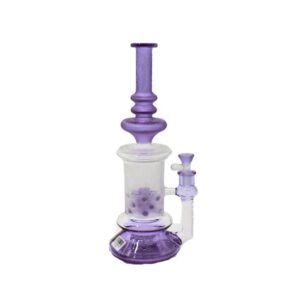 TATOO GLASS 14" FANCY SHOWERHEAD HEAVY DUTY PINK COLOR WATER PIPE