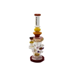 TATOO GLASS 14" ORANGE RECYCLER SHARP STONE DESIGN WATER PIPE