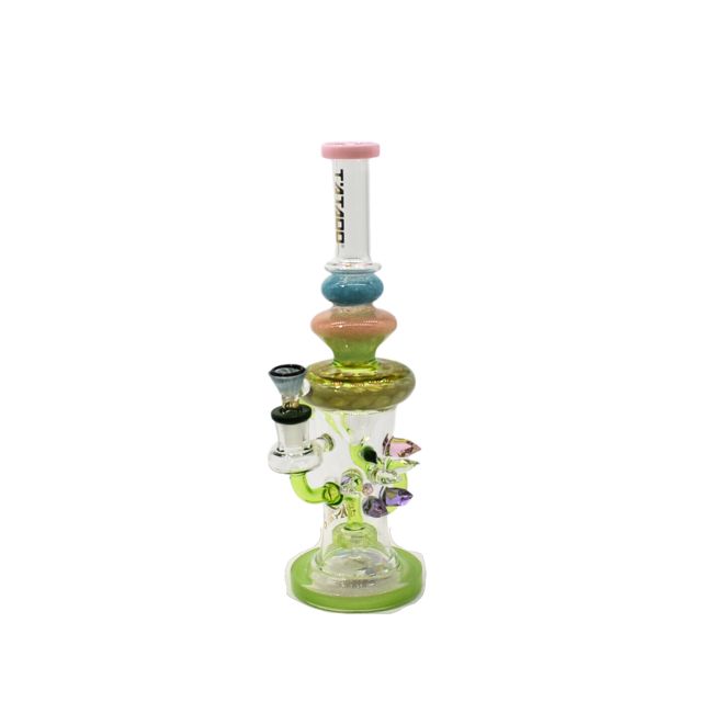 TATOO GLASS 14" PINK RECYCLER SHARP STONE DESIGN