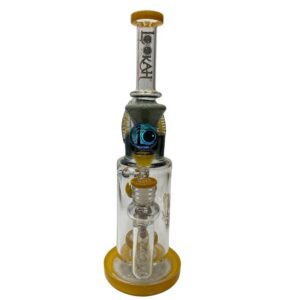 LOOKAH GLASS 16" YELLOW FANCY WITH RING DESIGN HEAVY DUTY WATER PIPE