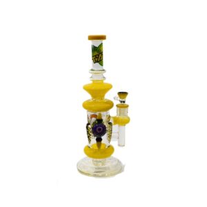 TATAOO GLASS 14" YELLOW FANCY DESIGN HEAVY DUTY WATER PIPE