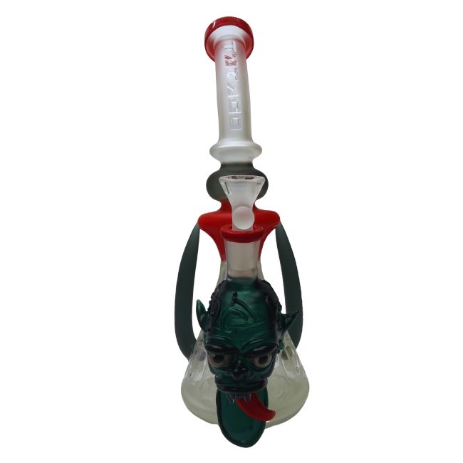 TATOO GLASS 12" SKULL HORN DESIGN HEAVY DUTY WATER PIPE