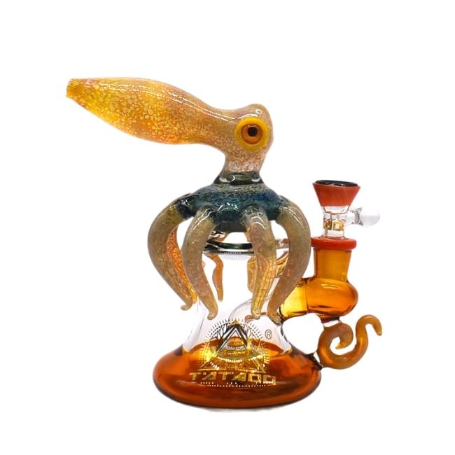 TATOO GLASS 6" OCTOPUS DESIGN WATER PIPE