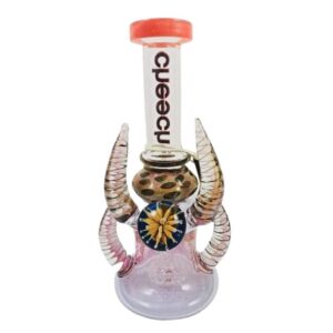 CHEECH 8" TALL HORNS GLASS WATER PIPE