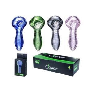 CLOVER GLASS 4.5 PREMIUM FANCY DESIGN ASSORTED COLOR HAND PIPE