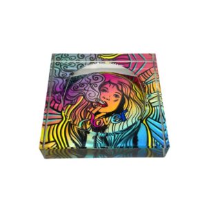 CLOVER GLASS SMOKING GIRL DESIGN ASHTRAY