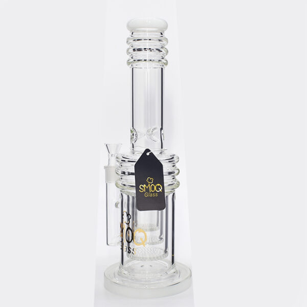 SMOQ GLASS 14 INCH HEAVY LIME BOLIX DESIGN WITH INLINE HONEYCOMB PERC WATERPIPE "YX95"