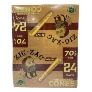 ZIG ZAG MINI UNBLEACHED 70'S SIZE CONES 24 BOXES OF 12CT DISPLAY