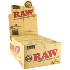 RAW CLASSIC KING SIZE MASTERPIECE PRE ROLLED TIPS 24 PER BOX