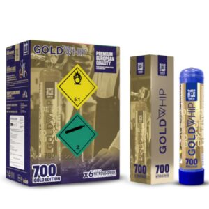 GOLD WHIP 700 STEEL GOLD EDITION MAXI N2O 1.47KG / 640G / 0.95L TANK CHARGERS 6CT/ BOX