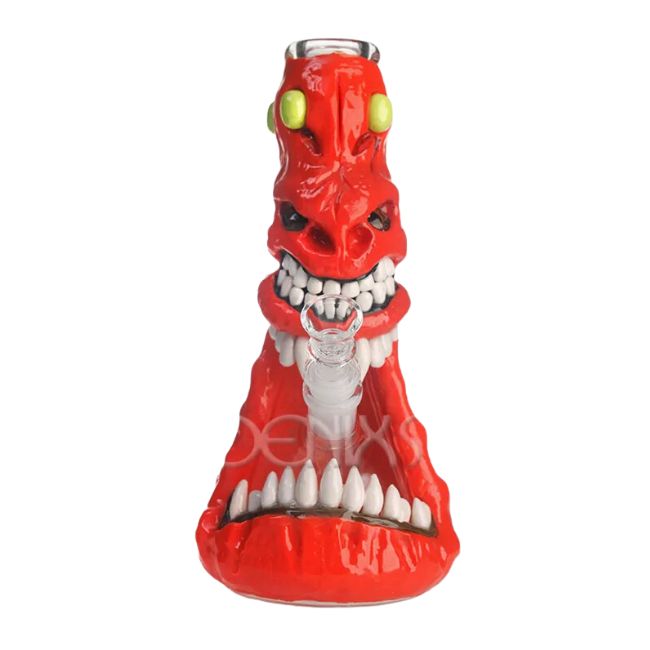 PHOENIX HALLOWEEN DESIGN 10" 3D HAND PAINTING GLASS WATER PIPES WITH GLOW IN THE DARK