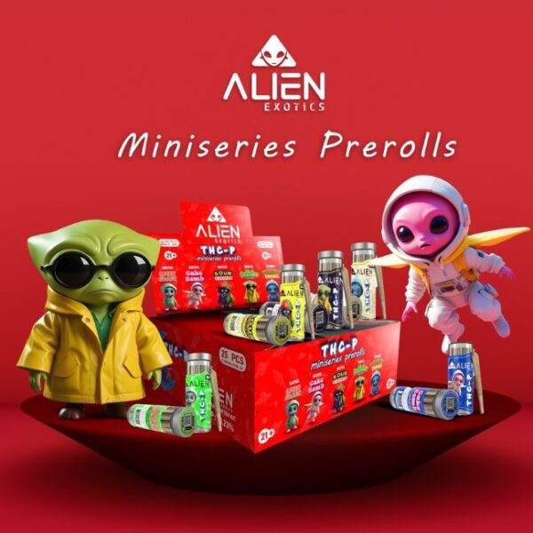 ALIEN EXOTICS THC-P (38.23%) MINI 0.5G PRE ROLLED ASSORTED FLAVOR JOINT (RED) 25CT/ BOX