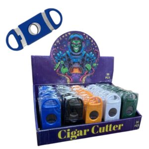ASSORTED COLORS DOUBLE BLADE CIGAR CUTTER 50CT / DISPLAY
