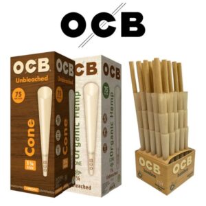 OCB UNBLEACHED 1 1/4 HEMP CONES 75CT/ BOX