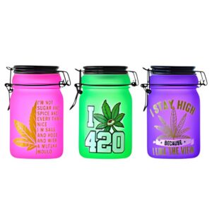 ASSORTED DESIGNS FROSTED GLASS STASH JAR 6CT/DISPLAY