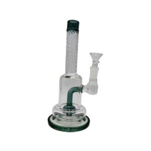 10" FANCY PERC TWISTED NECK GLASS WATER PIPE