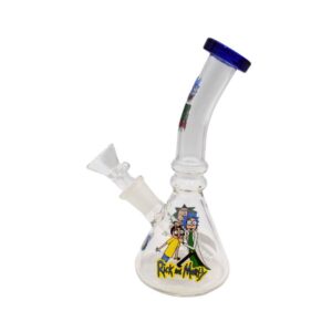 6" RICK AND MORTY BEND NECK GLASS WATER PIPE