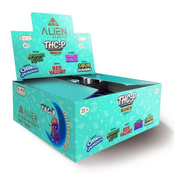 ALIEN EXOTICS THC-P DIAMOND (33.14%) MINI 0.5G PRE ROLLED ASSORTED FLAVOR JOINT (OCEAN BLUE) 25CT/ BOX