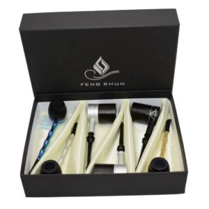 FENG SHUN BLACK WOOD DESIGN HEAVY DUTY TOBACCO PIPE 6CT DISPLAY