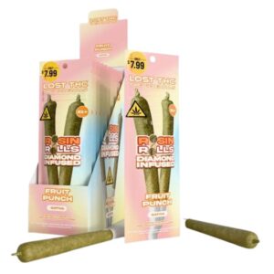 LOST THC THCP ROSIN ROLLS DIAMOND INFUSED 1.65GM X 2PK (PRE PRICED $7.99) PRE ROLL JOINTS 10CT/ BOX